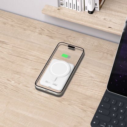 External Wireless Battery Tech-Protect PB10 LifeMag, 5000mAh, 15W, PD + FQI, 1 x QI - 1 x USB-C, White