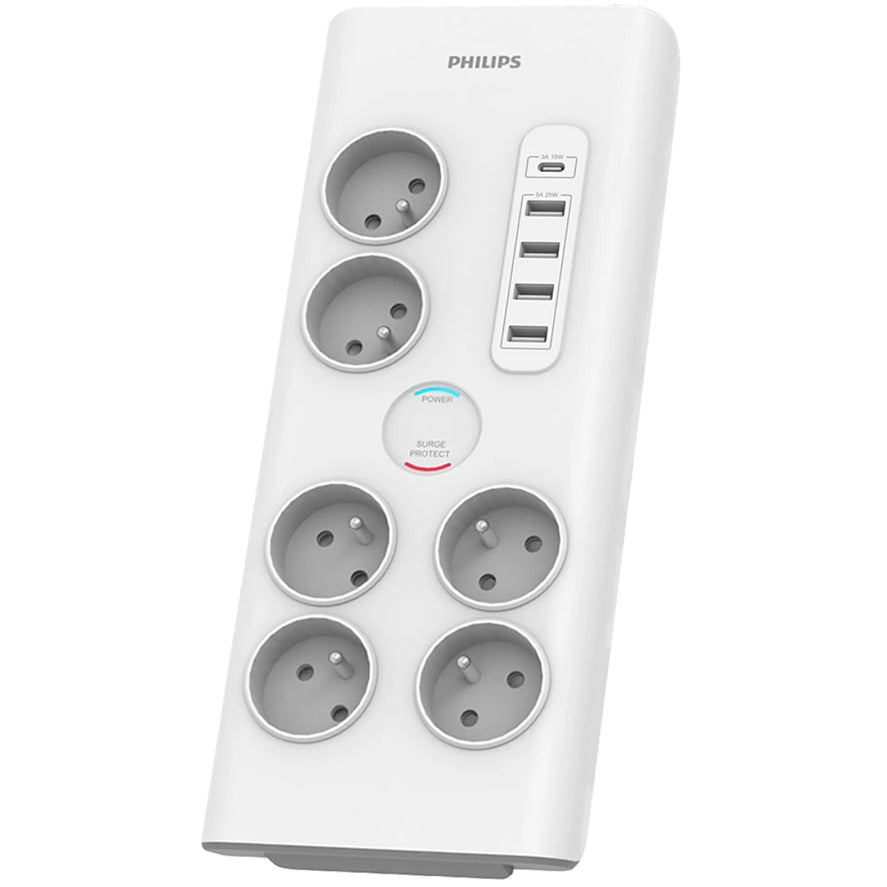Philips Network Charger, 4 x USB-A - 1 x USB-C - 6 x Schuko, White PHIL-SPN7060WA/60 